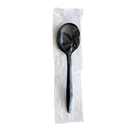 Boardwalk Mediumweight Wrapped Polypropylene Cutlery, Soup Spoon, Black, 1000PK BWKSOUPBLPPIW
